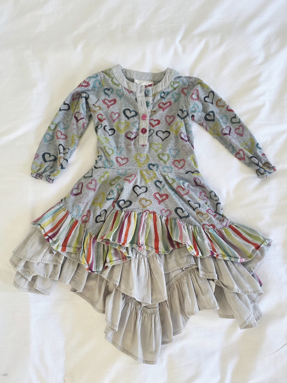 Paper Wings Heart Print Dress Girls 6 Whimsy Fairy Cottagecore Boho Hi Low